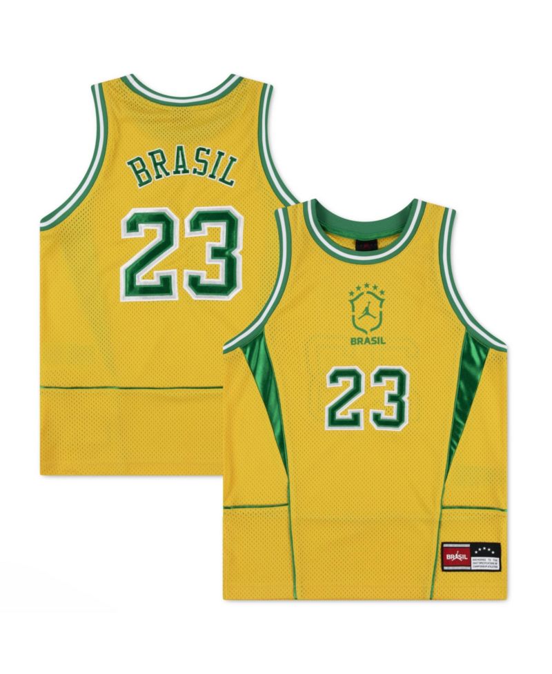 Big Boys and Girls Yellow Brazil National Team Mesh Basketball Fashion Jersey