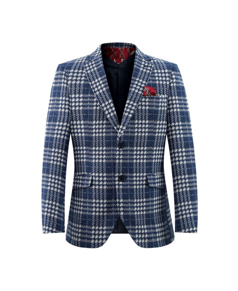 Boys Slim Fit Buffalo Plaid Blazer