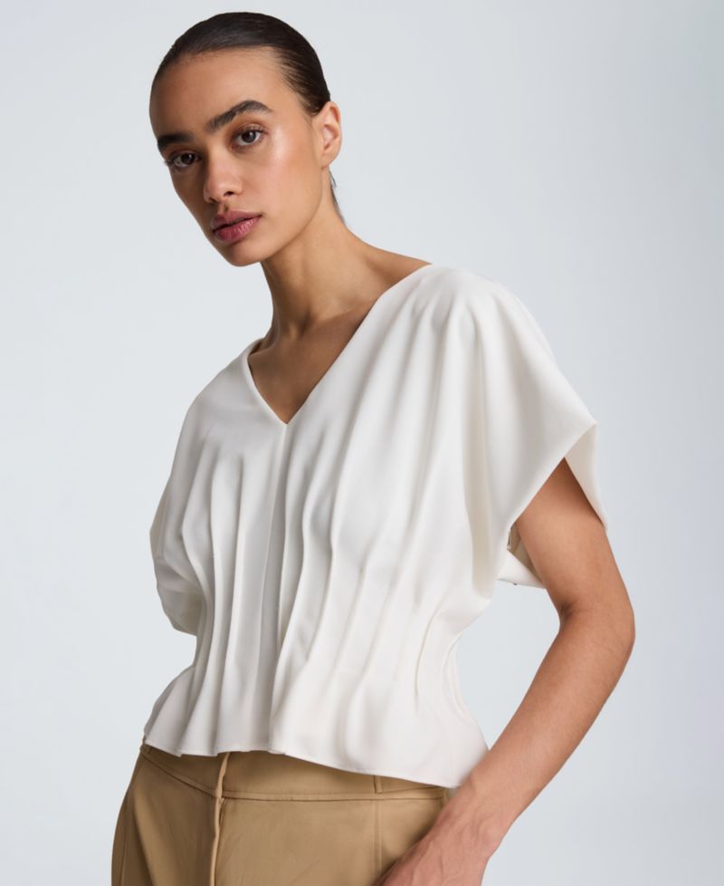 Women's Pleated V-Neck Top