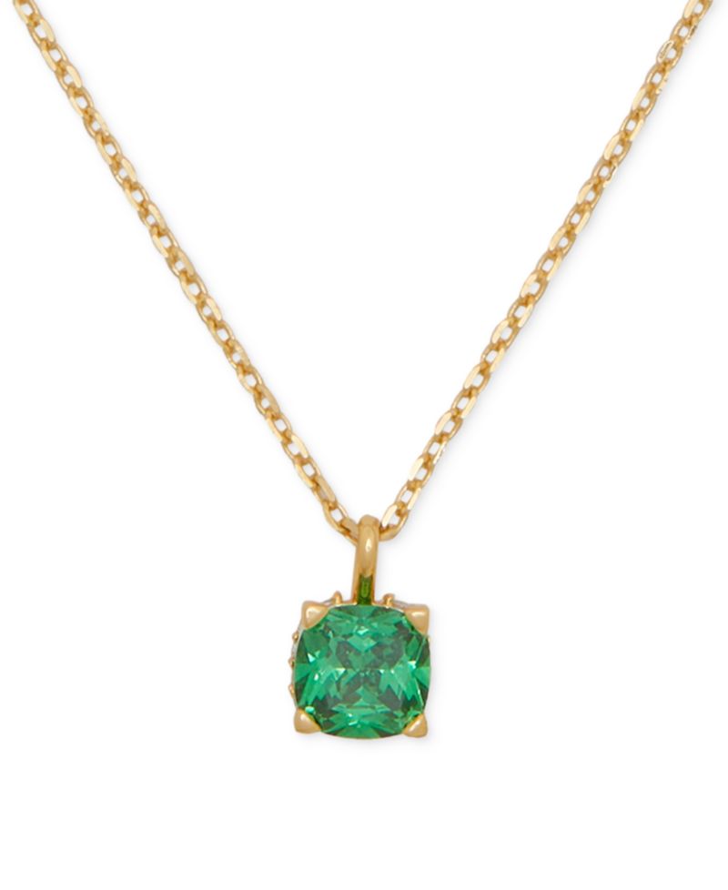 Cubic Zirconia Square Pendant Necklace, 16" + 3" extender