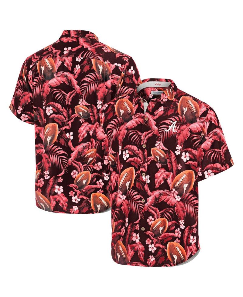 Men's Crimson Alabama Crimson Tide Veracruz Cay First Down Blooms Button-Up Shirt