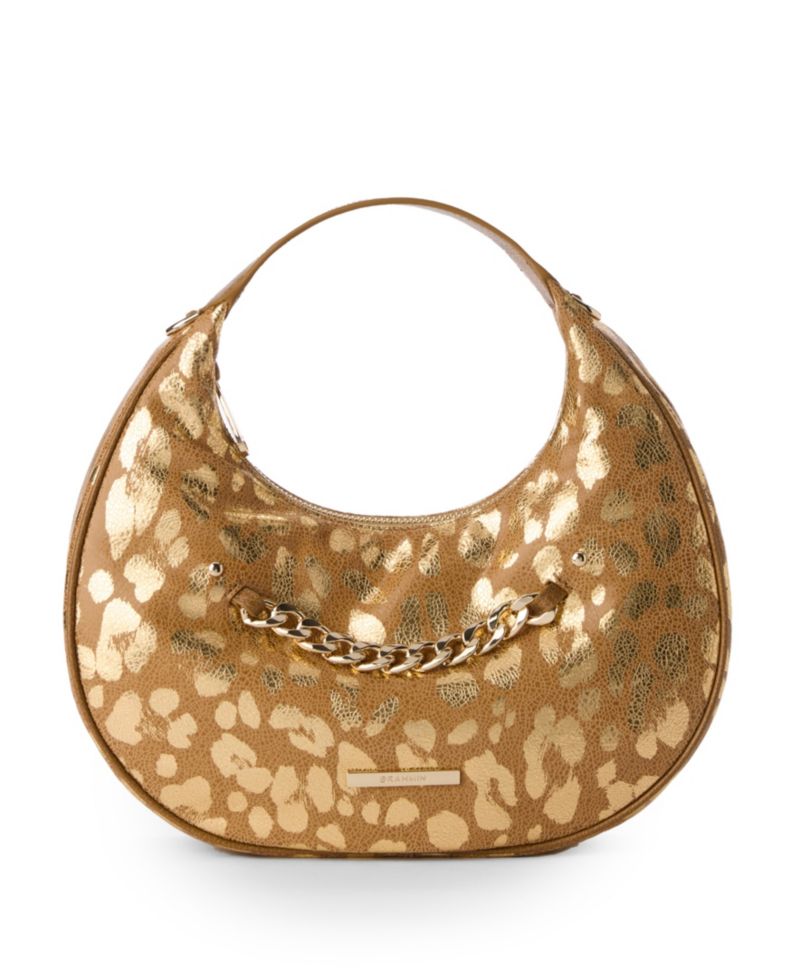 Mindy Glimmer Small Leather Crescent Crossbody Bag