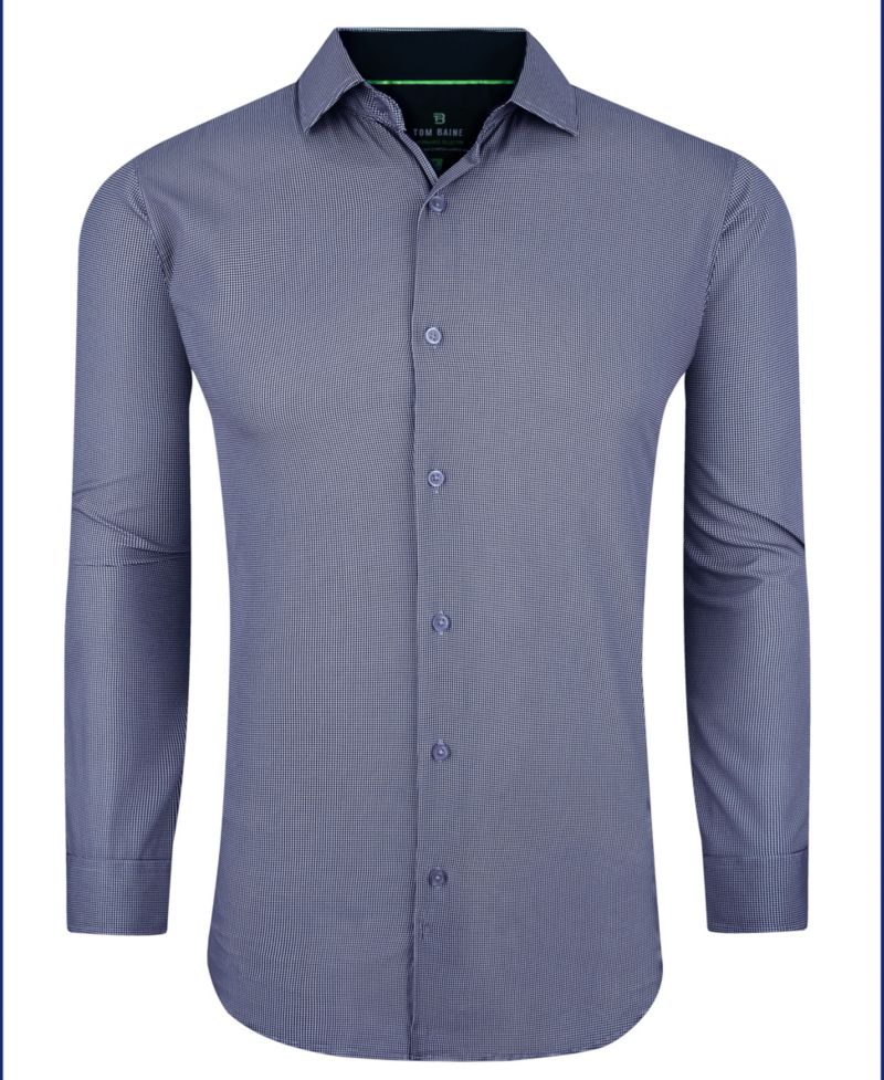 Men's Performance Stretch Mini Plaid Button Down Dress Shirt