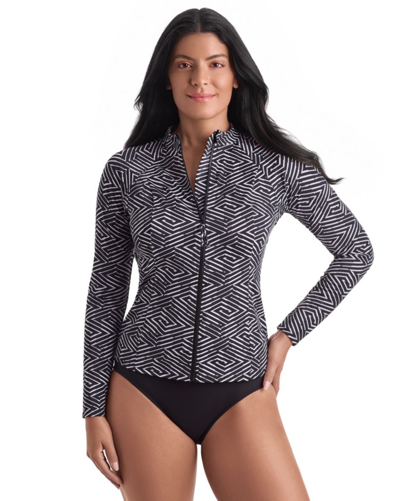 Women's Sport Long-Sleeve Swim Cover-Up Shirt