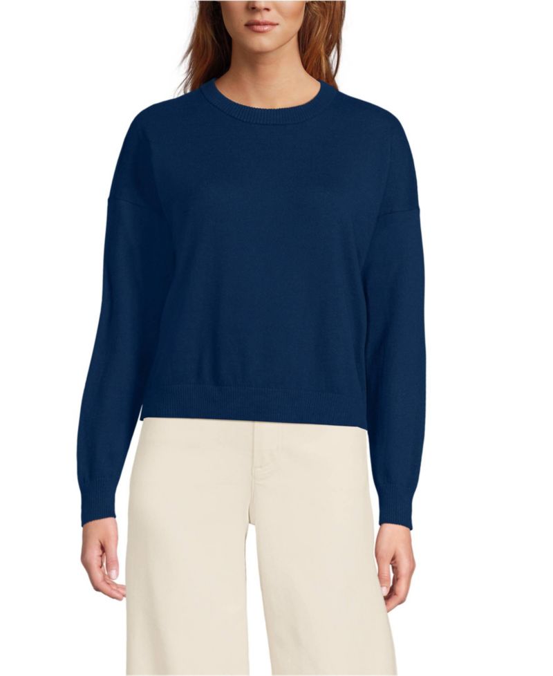 Women's Cotton Wedge Crew Neck Sweater