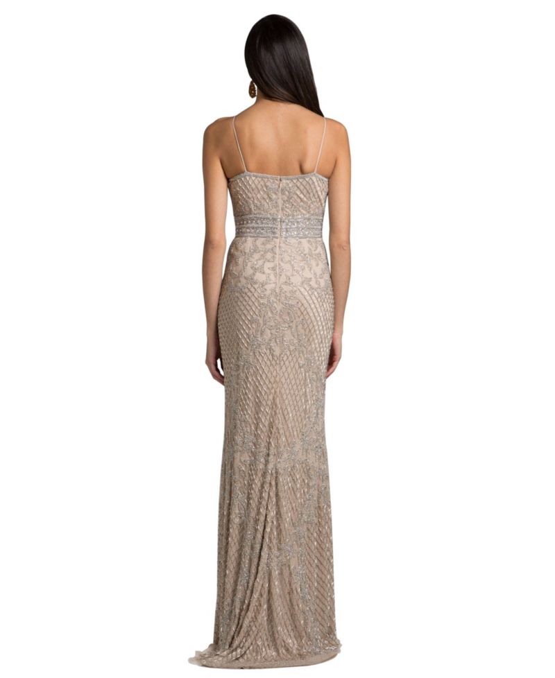 Women's Body Con V-neck Beaded Dress