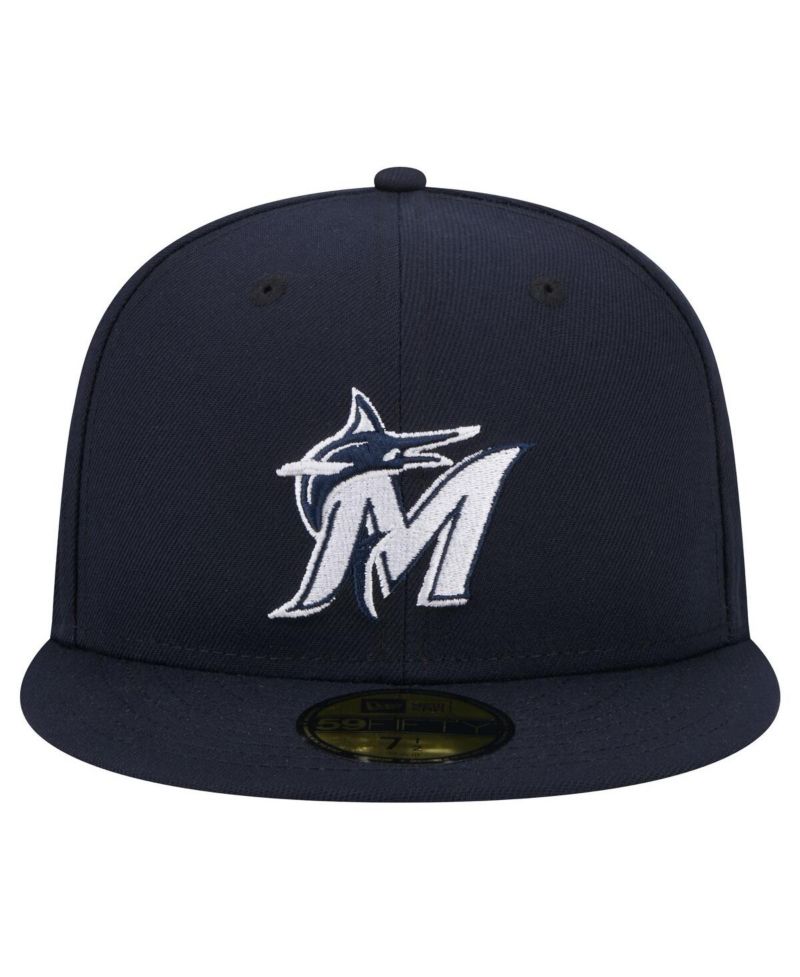 Men's Navy Miami Marlins White Logo 59Fifty Fitted Hat