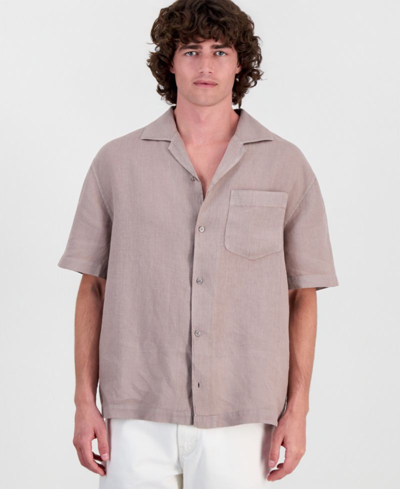 HUGO by Men's Exolino Short-Sleeve Linen Shirt