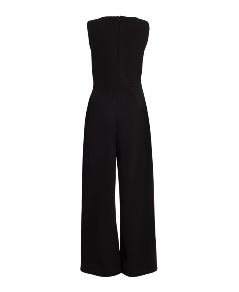 Women's Scuba Crepe Sleeveless Jumpsuit - Red