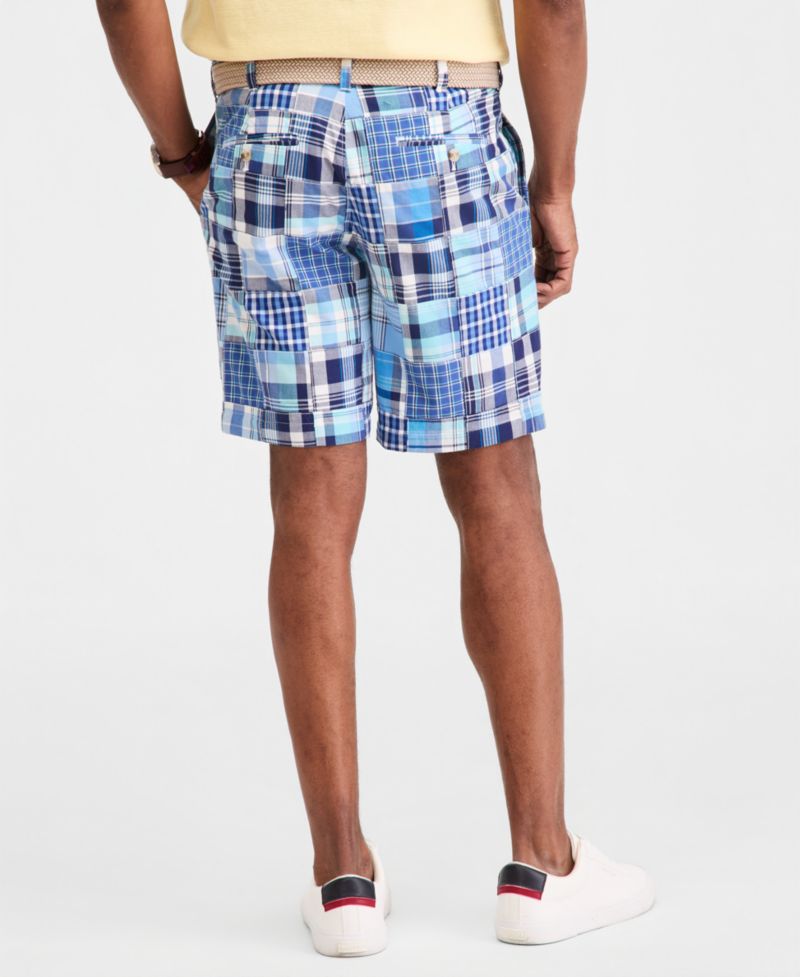 Men's Regular-Fit Madras Plaid Patchwork 9" Shorts