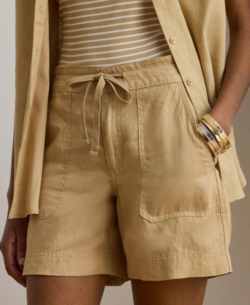 Women's Wide-Leg High-Rise Linen Shorts