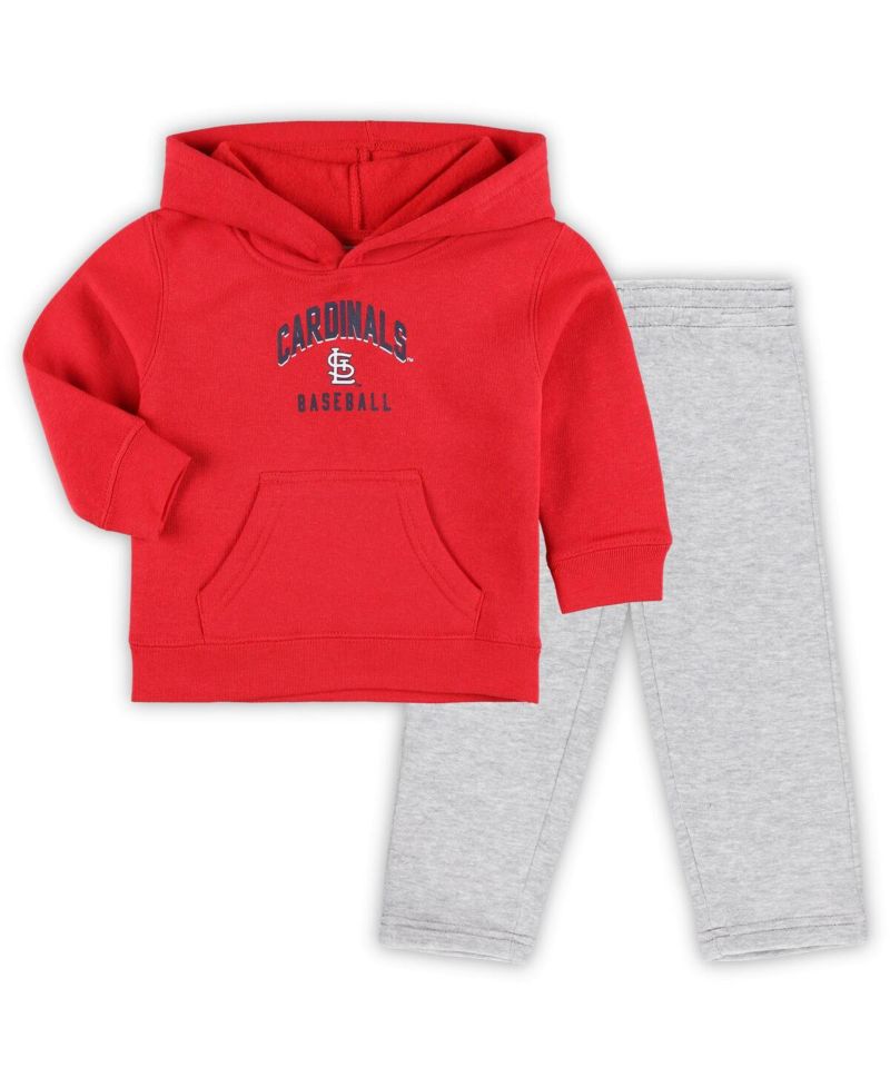 Baby Boys and Girls Red, Heather Gray St. Louis Cardinals Play by Play Pullover Hoodie and Pants Set