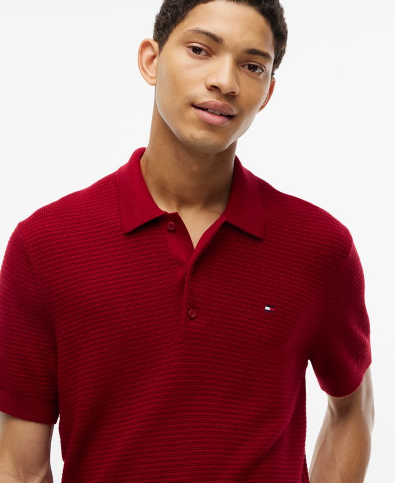 Men's Pima Cotton-Blend Cashmere Regular-Fit Ribbed Cuffs and Hem Polo Shirt