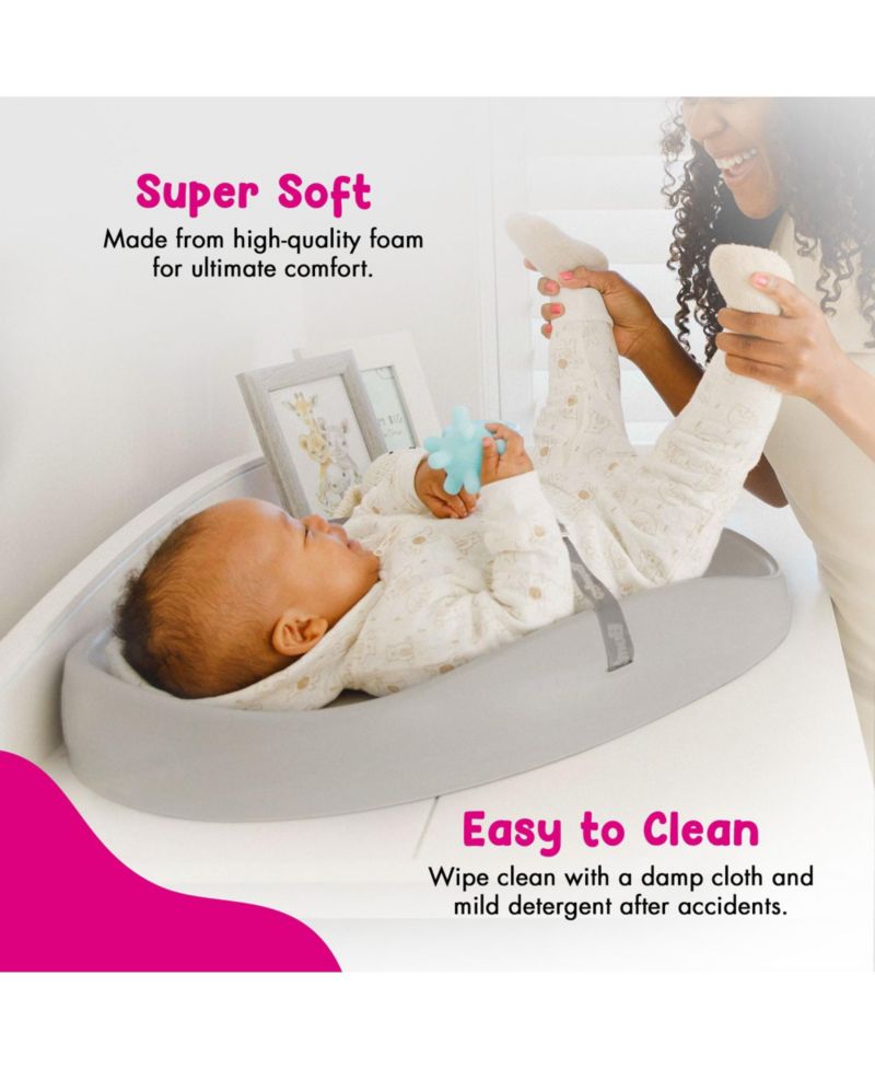 Diaper Changing Pad, Ergonomic Baby Changing Mat with Safety Belt, Gray
