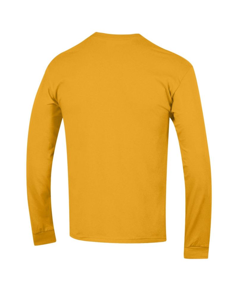 Men's Gold Iowa Hawkeyes Arch Over Logo 2-Hit Long Sleeve T-Shirt