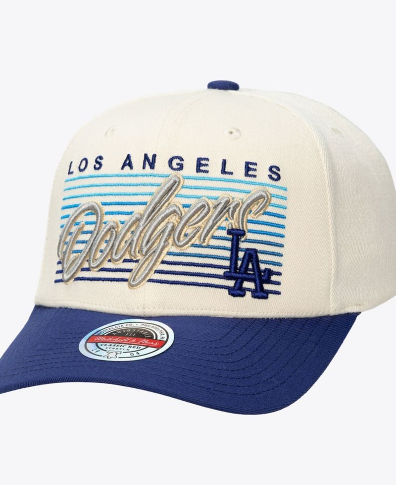 Men's and Women's Cream Los Angeles Dodgers Retro Lines Stretch Snapback Hat