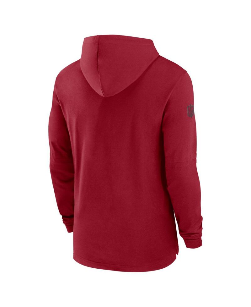Men's Cardinal Arizona Cardinals Sideline Hoodie Performance Long Sleeve T-Shirt