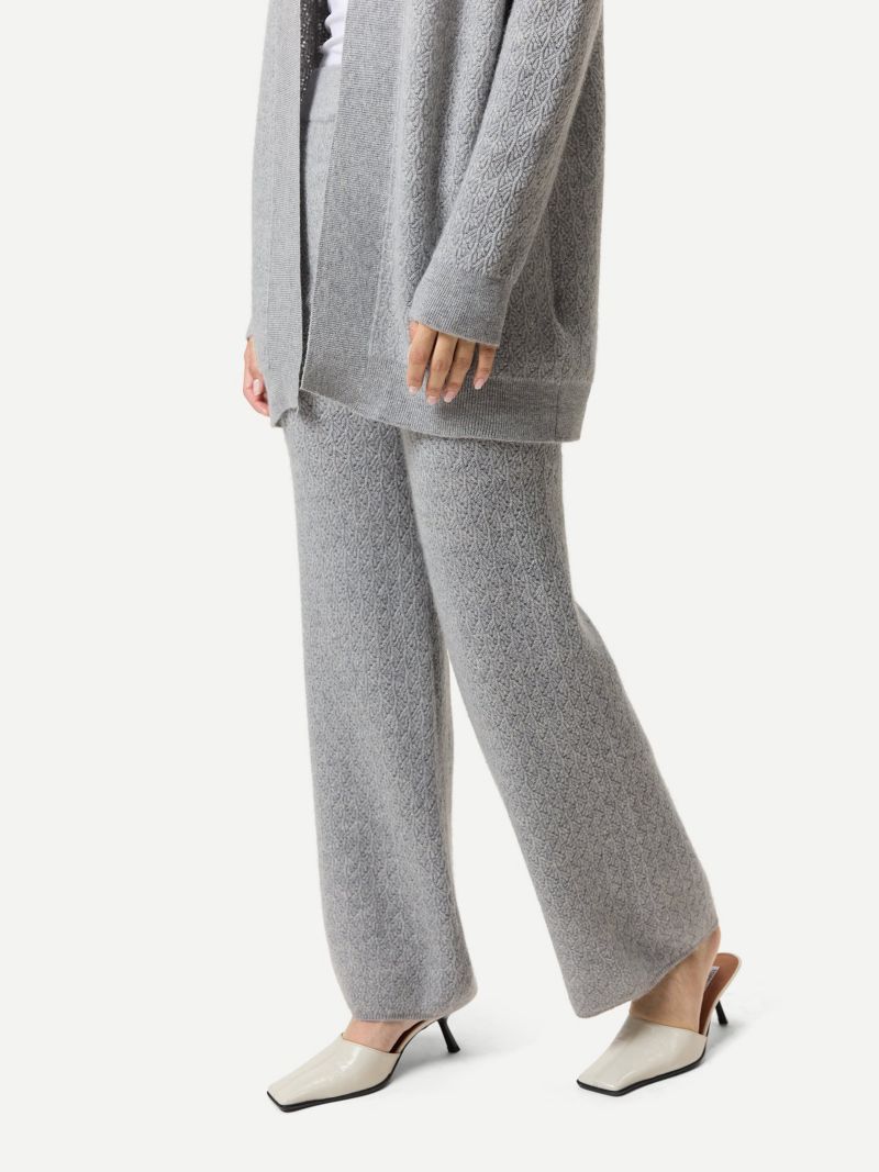 Women's Wide-Leg Ajour Knit Cashmere Pants