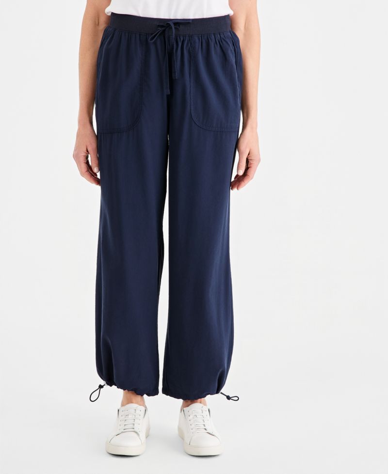 Petite Drapey Bungee Wide-Leg Pants