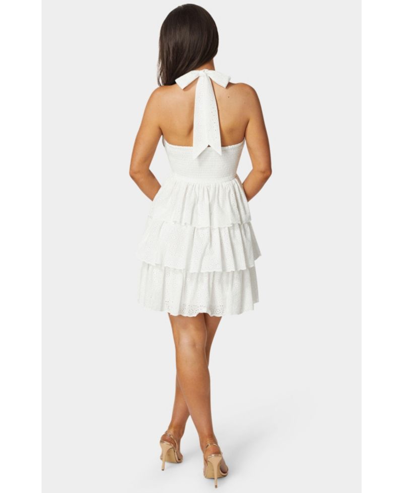 Women's Tiered Eyelet Halter Dress