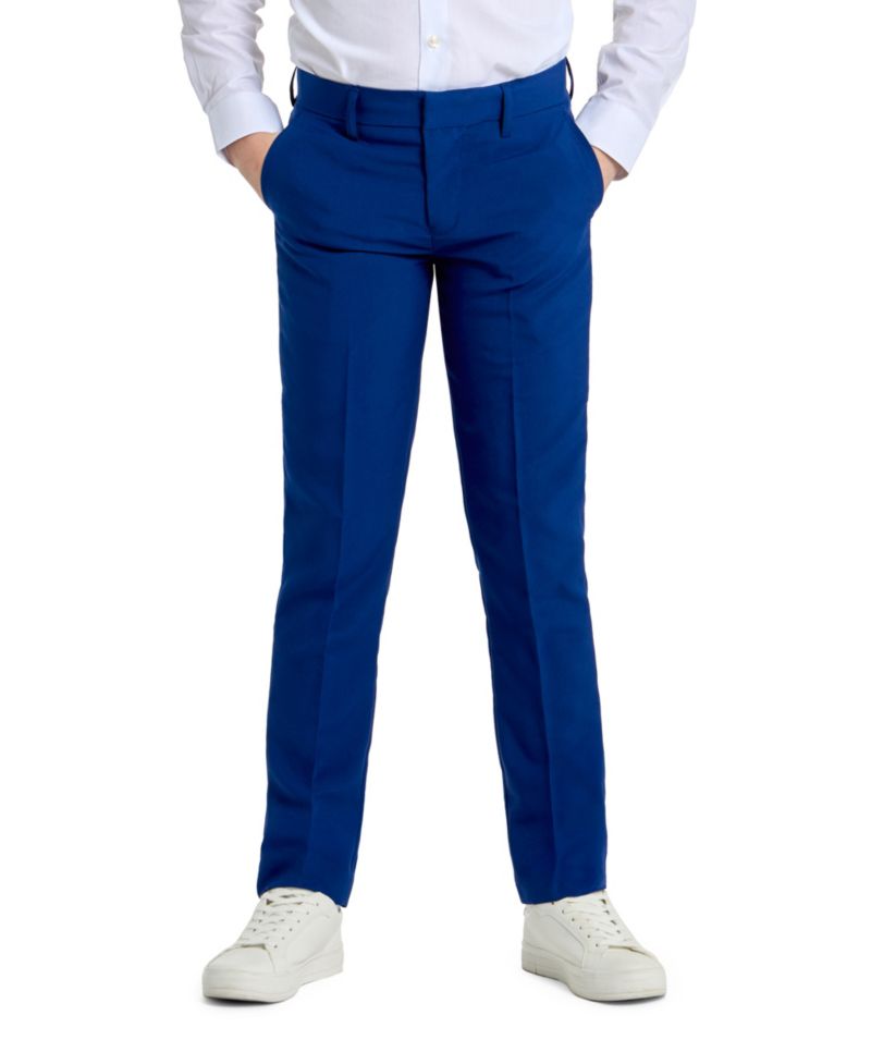 Teen Boys Navy Royale Slim Fit Solid Suit Including Blazer, Pants and Clip-On-Tie