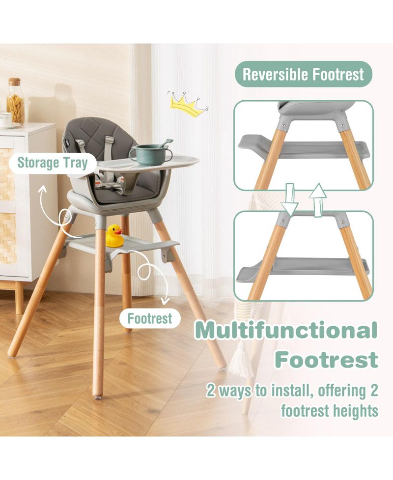 6-in-1 Convertible High Chair with Harness and Removable Tray