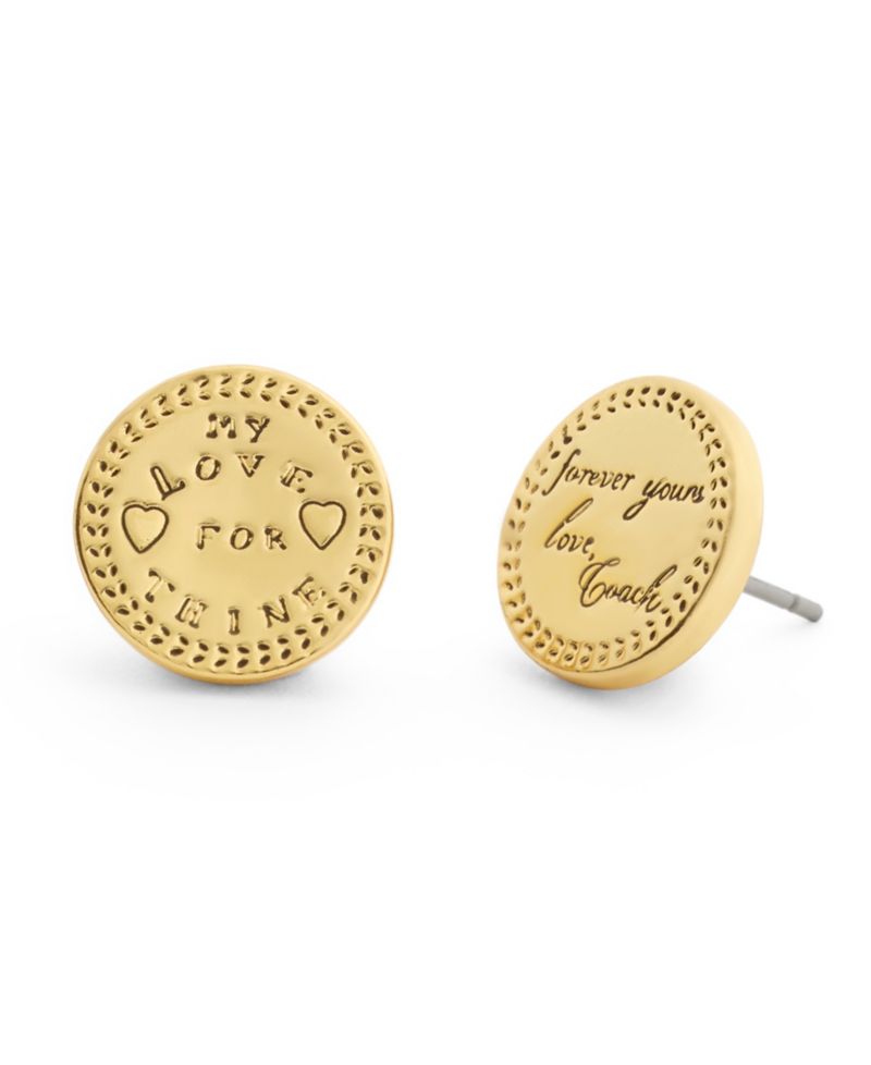 Gold Heritage Signature Coin Stud Earrings