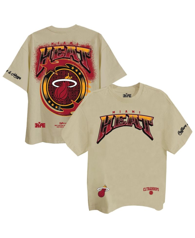 Men's and Women's Cream Miami Heat Drip Dime Elevated Drop Shoulder T-Shirt