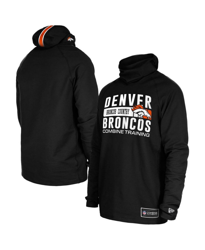 Men's Black Denver Broncos Functional Fandom Balaclava Helmet Stripe Tri-Blend Hoodie