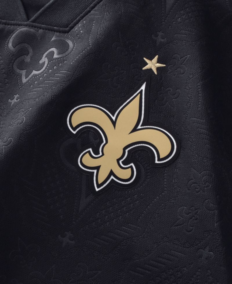 Big Boys and Girls Black New Orleans Saints Football x Football Collared Fan Jersey