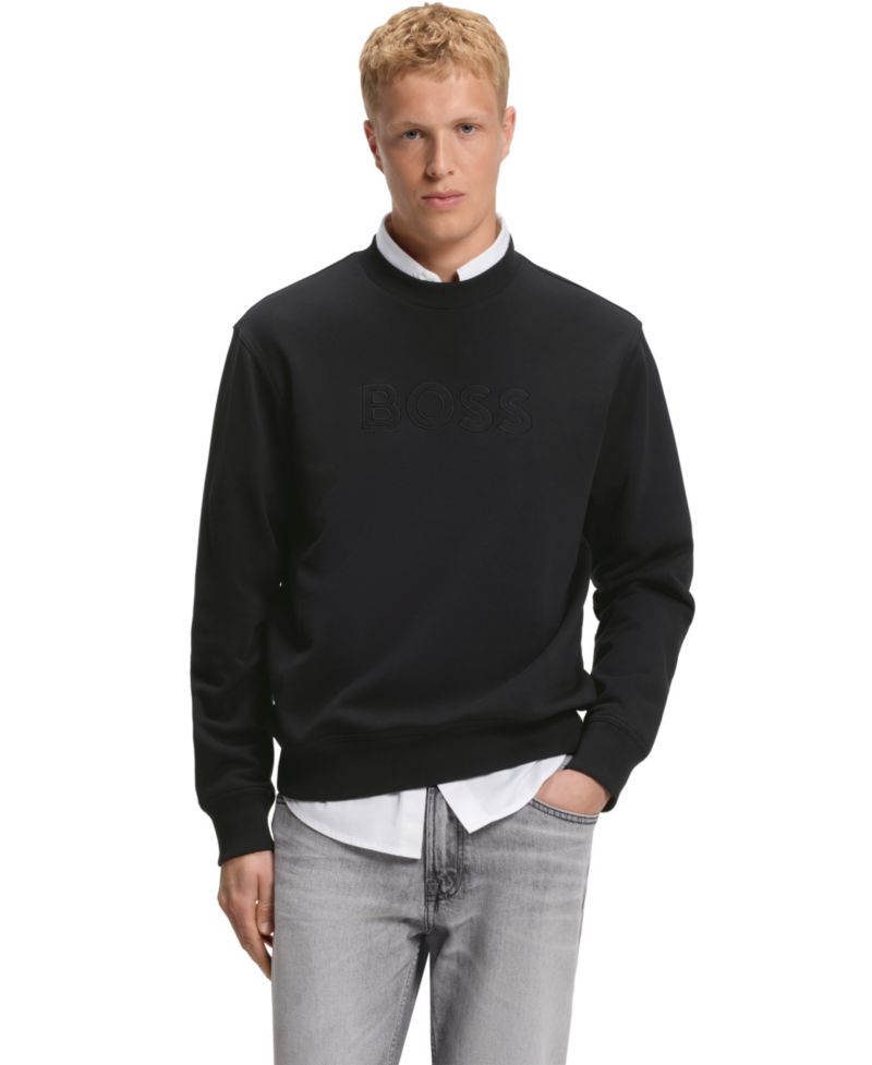 BOSS by Men's Cotton-Terry Relaxed-Fit Sweatshirt