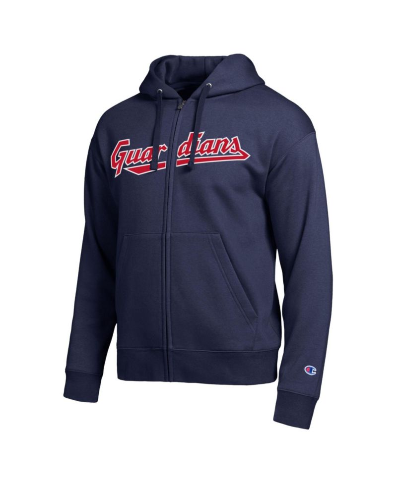 Men's Cleveland Guardians Navy All-Star Wordmark Full-Zip Hoodie