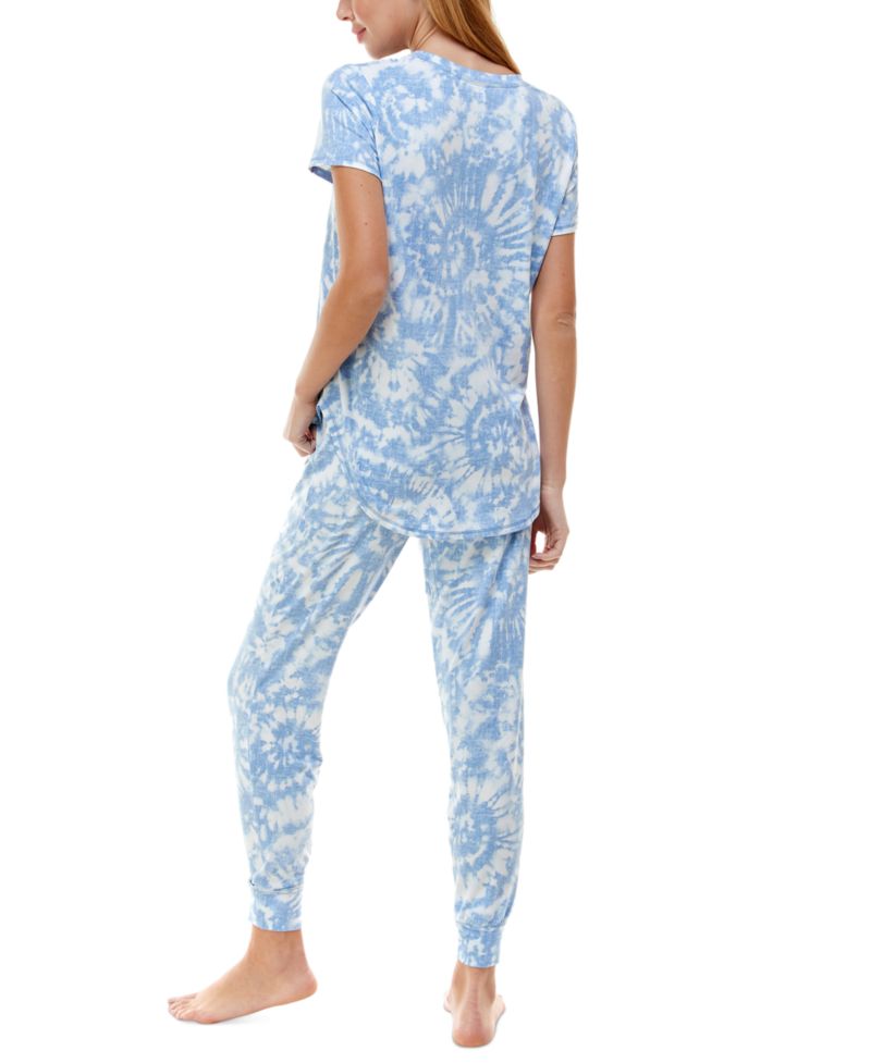 Printed Short Sleeve Top & Jogger Pajama Set