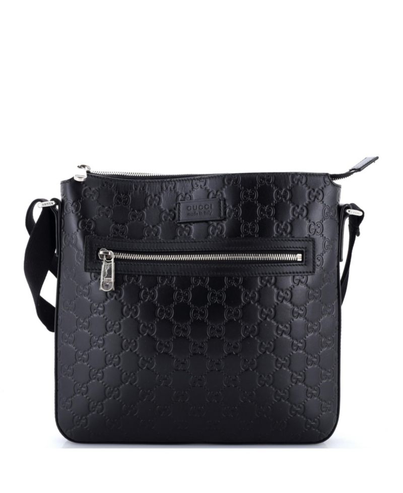 Medium Signature Zip Messenger Bag Guccissima Leather