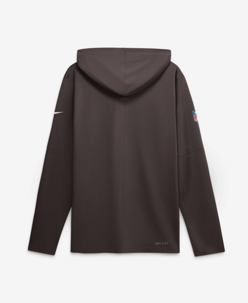 Men's Brown Cleveland Browns Sideline Game On Lightweight Long Sleeve Hooded Dri-FIT Top