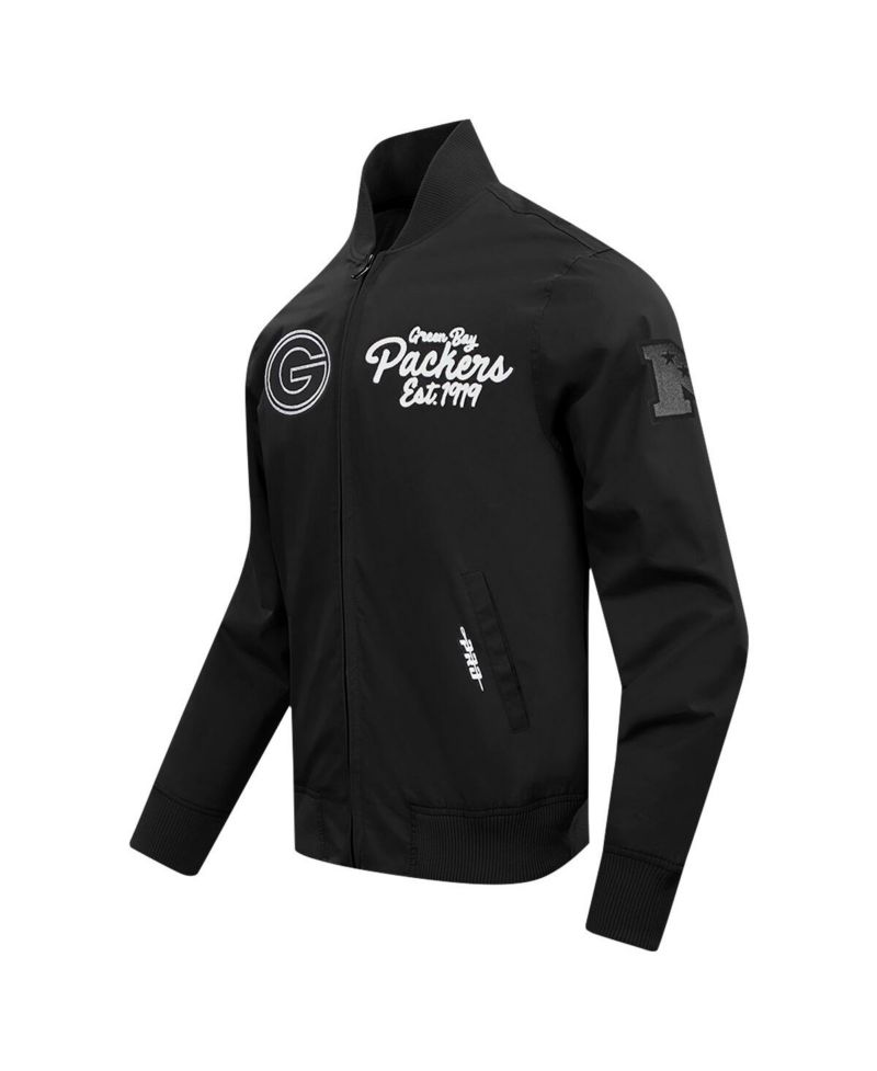 Men's Black Green Bay Packers Paint The City Twill Full-Zip Jacket
