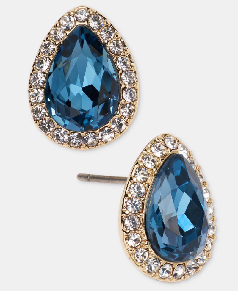 Crystal Pear-Shape Halo Stud Earrings