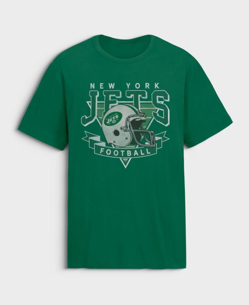 Men's New York Jets Old Fashion Rushing Legacy Retro Crewneck T-Shirt