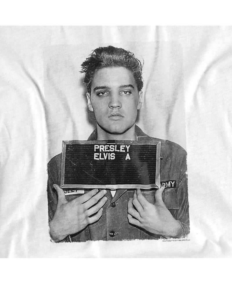 Men's Presley Army Mug Shot Pop Culture Graphic T-Shirt