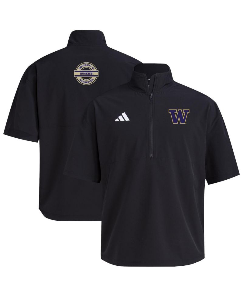 Men's Black Washington Huskies 2024 Half-Zip Short Sleeve Training Jacket