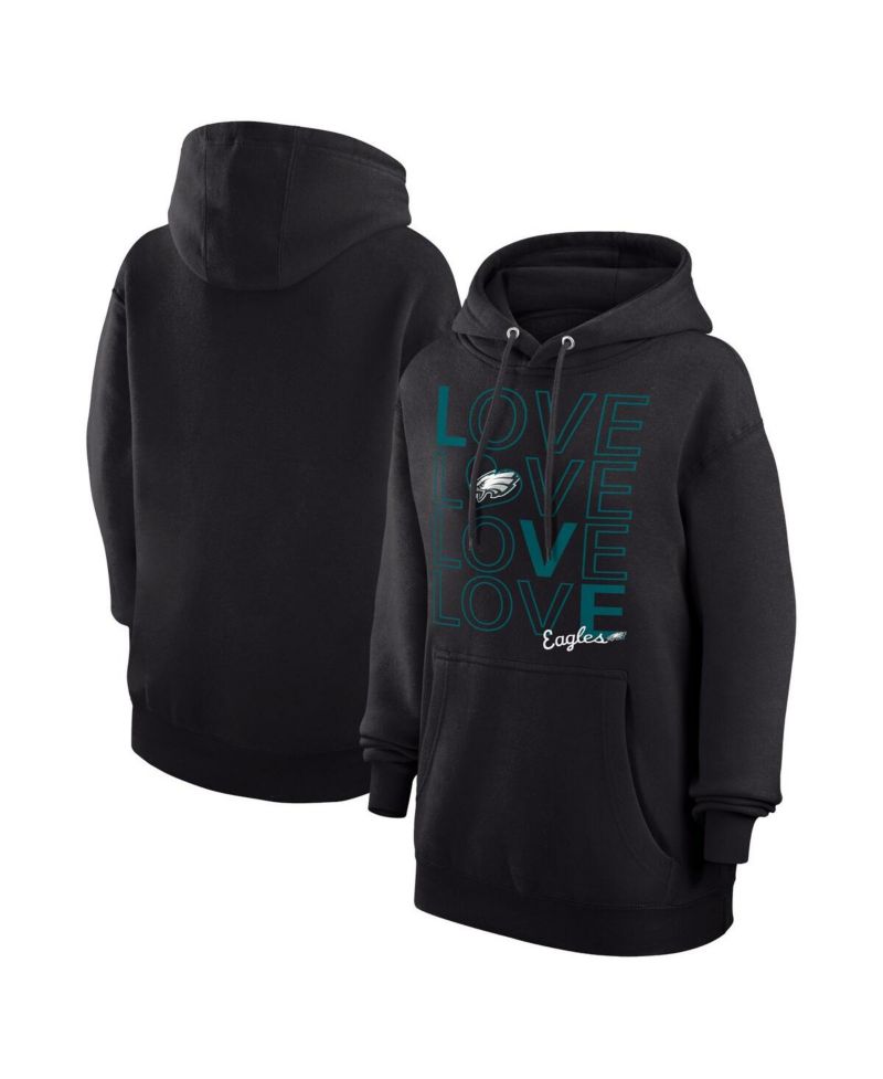 Women's Black Philadelphia Eagles Love Graphic Pullover Hoodie