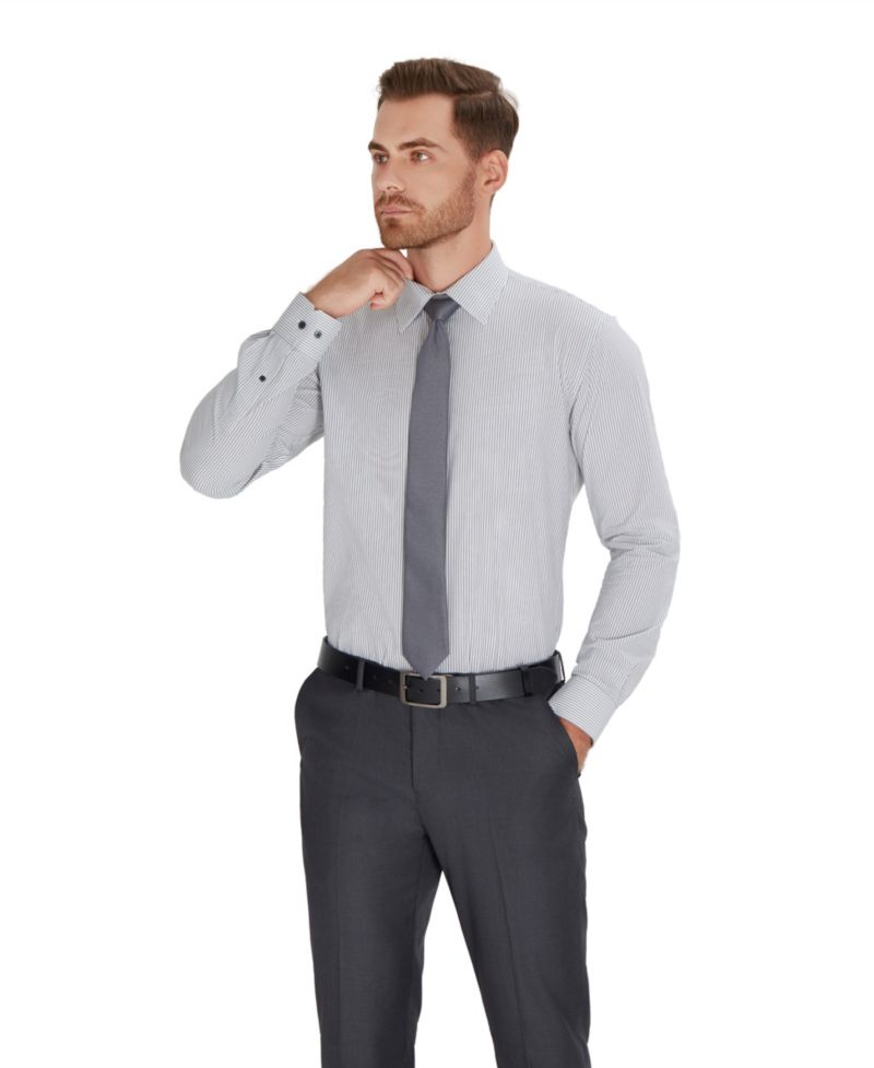 Men's Slim-Fit Stripe Dress Shirt