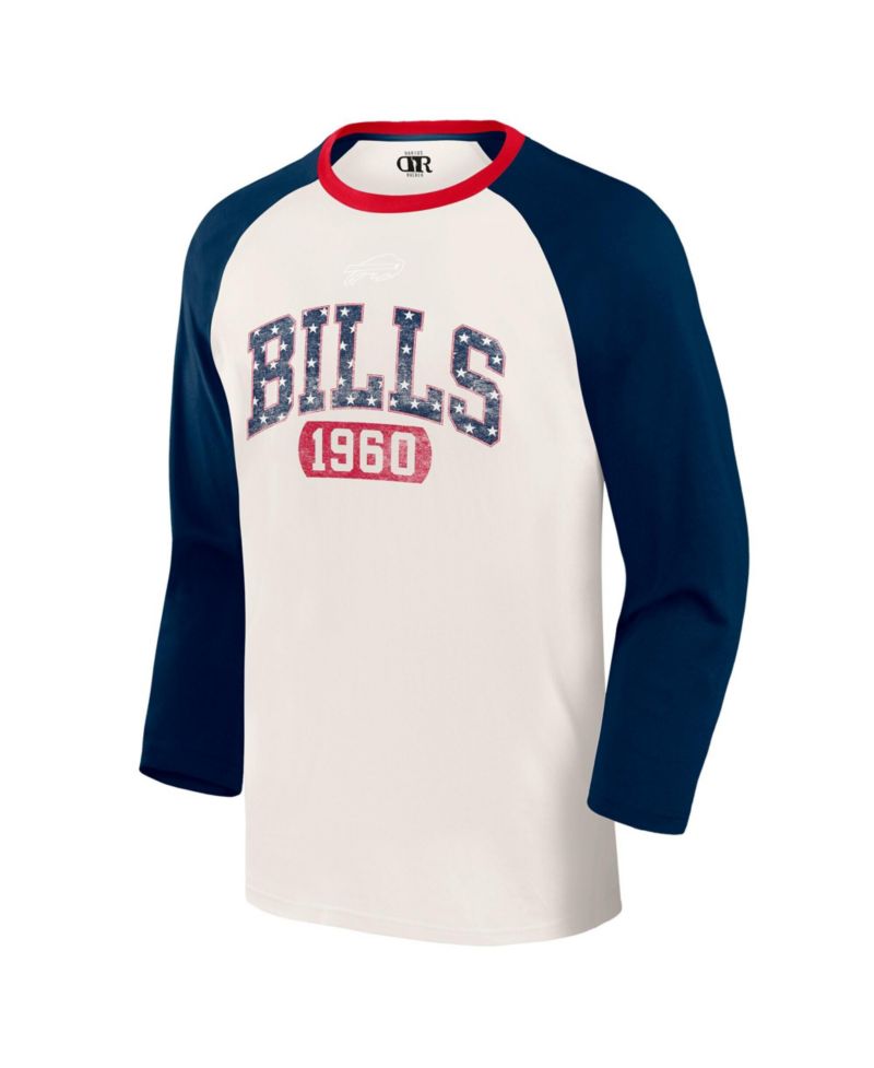 Men's Darius Rucker Collection by White/Navy Buffalo Bills Americana 3/4 Sleeve Raglan T-Shirt