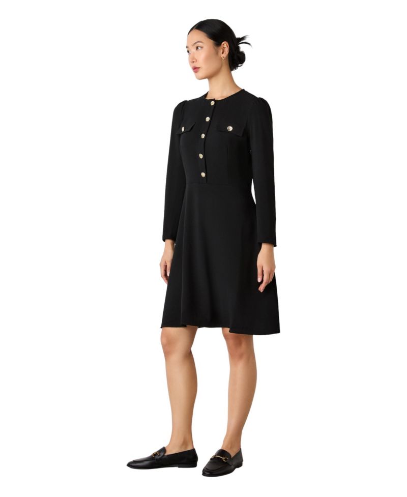 Women's Evie Long-Sleeve Crepe A-Line Dress