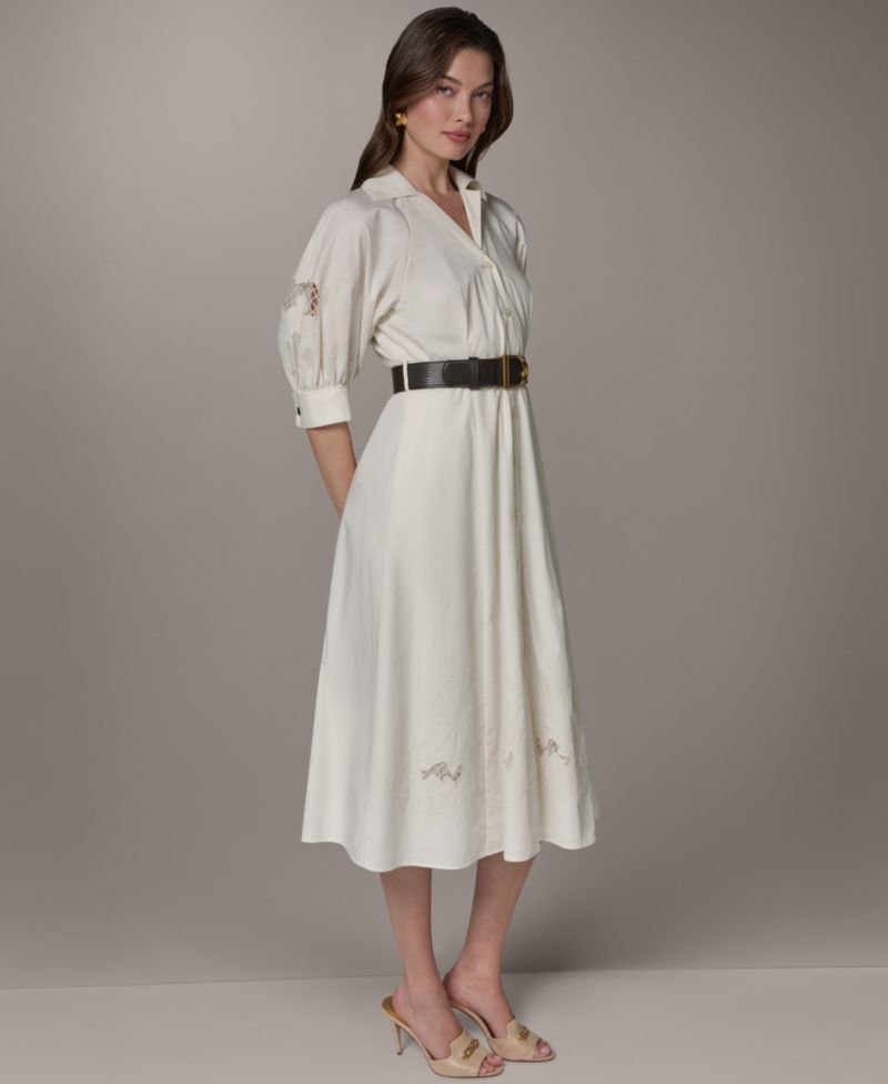 Women's Collared Belted Shirt-Dress