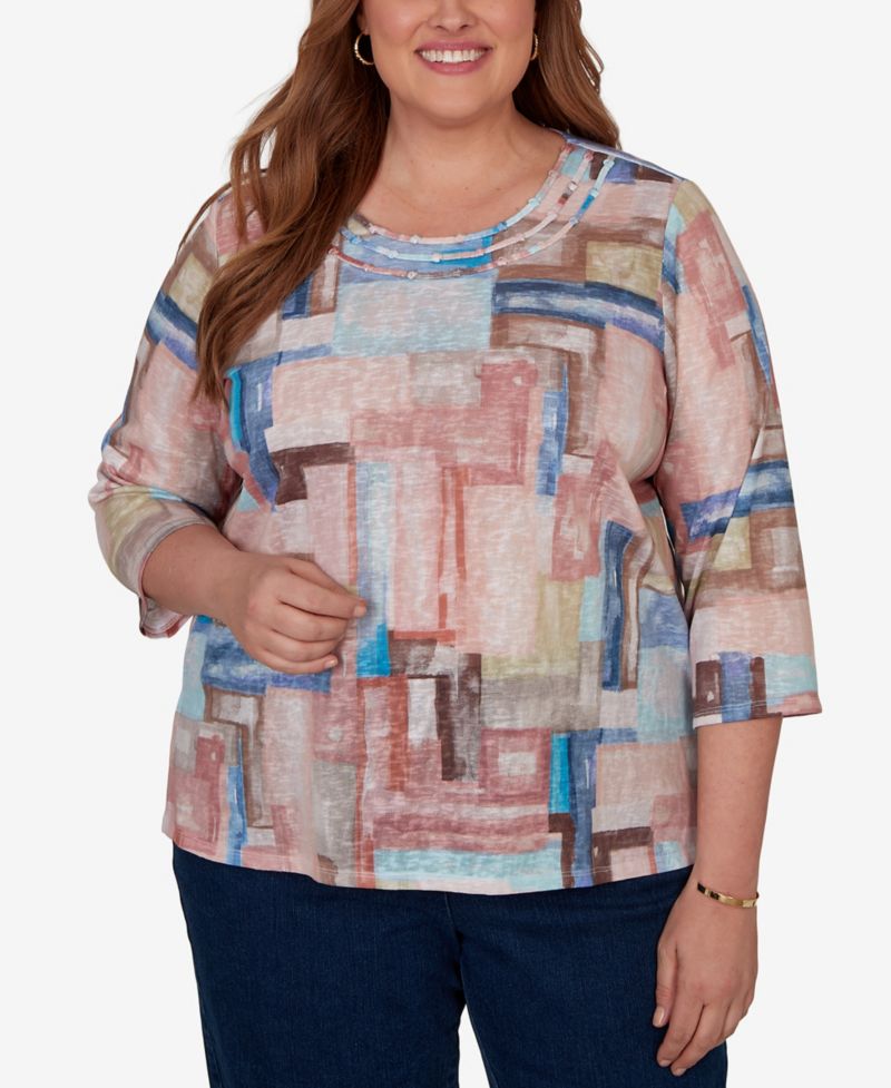 Plus Size Camden Market Painted Color Blocks Knit Top