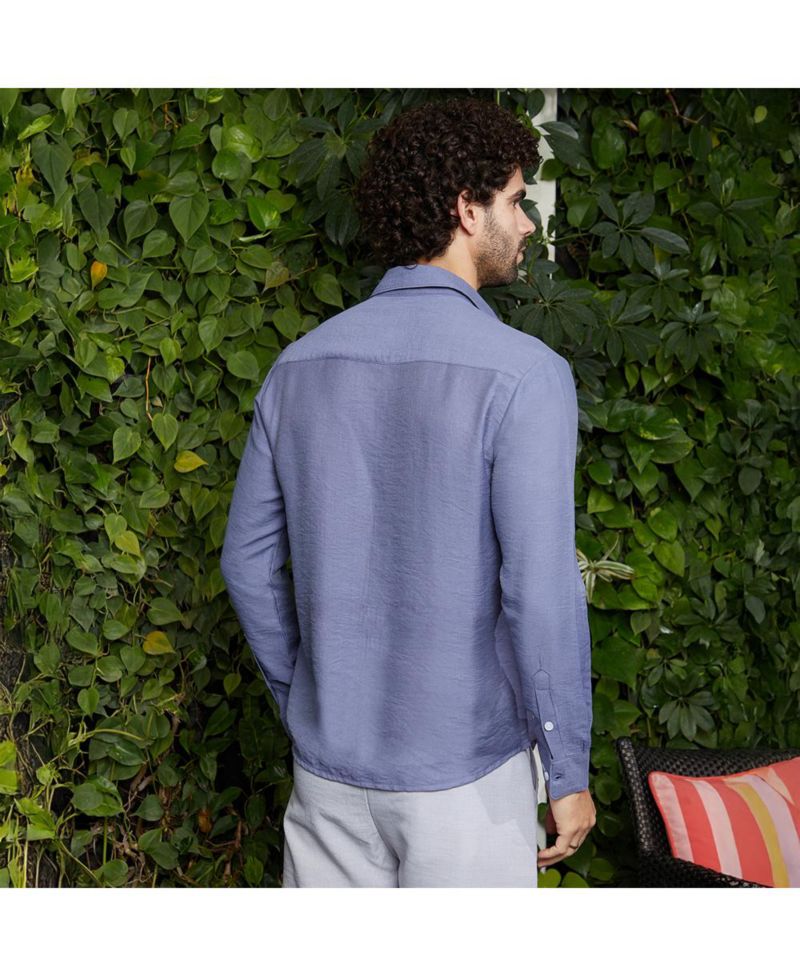 Men's Cornflower Blue Breezy Wrinked Relaxed Shirt