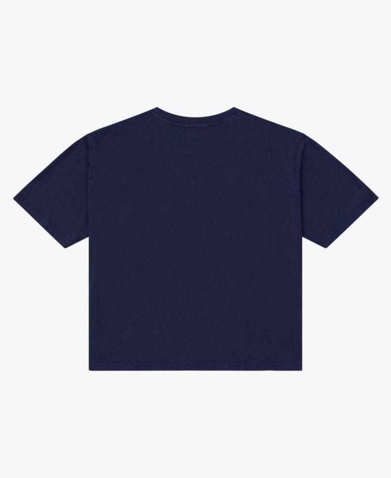 Women's Navy Chicago Bears Core Essentials Micro Logo Boxy Crop T-Shirt