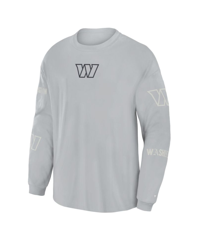 Men's Gray Washington Commanders Oversized Type Play Long Sleeve T-Shirt