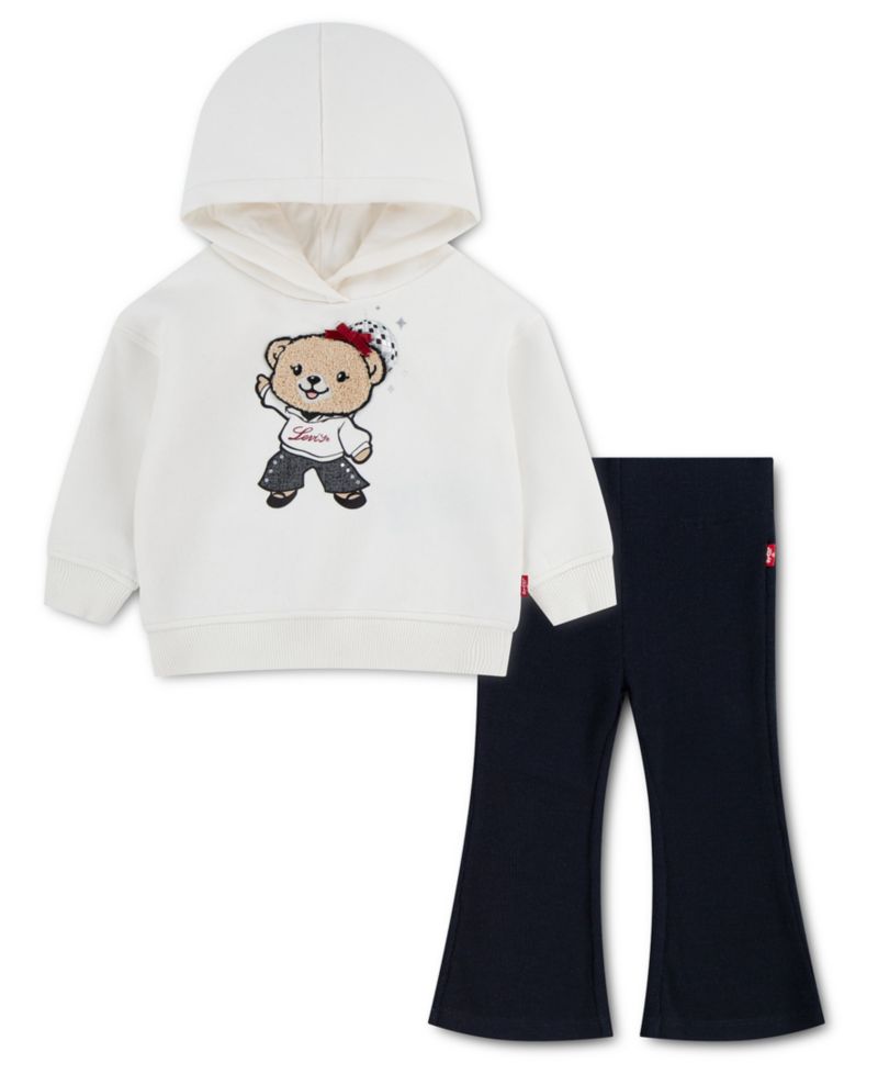 Baby Girls' Bear Graphic Hoodie and Flared Pants, 2-Piece Set